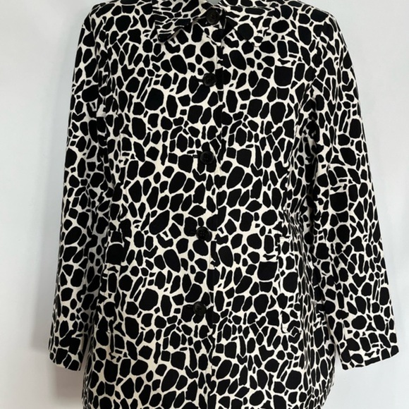Jones New York Giraffe Print Stretch Lined Cotton White / Black Jacket Size‎ M - Picture 11 of 12